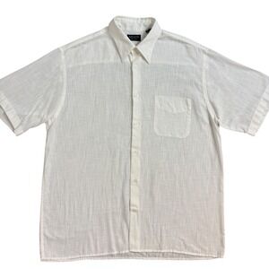 RISCATTO Mens White Short Sleeve Button Up Shirt Made in Italy Size L